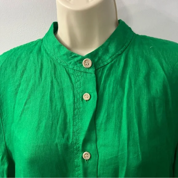 Zara Green Linen Longline Long Sleeve Tunic Button Down Dress Cover Up Small - Picture 12 of 13